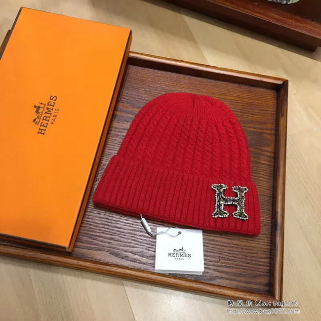 愛馬仕HERMES 新款兔絨加羊絨 百搭款帽子圍巾套裝 LLWJ8496